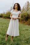 "My Wishes Came True" Flutter Eyelet Midi Dress - White