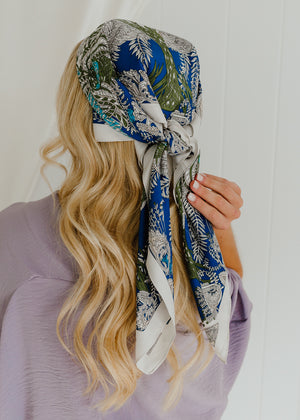 "Making A Way" Printed Silky Scarf - Blue/Green