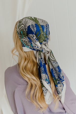 "Making A Way" Printed Silky Scarf - Blue/Green