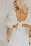 "Fierce Beauty" White Eyelet Tie-Back Dress