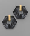 Acrylic Hexagon Statement Earrings - Black