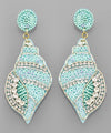 "Don't Be Shell-Fish" Beaded Statement Earrings - Lt. Blue