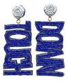 "Touch-Down" Beaded Drop Earrings - Blue