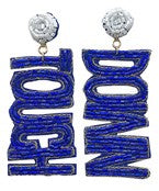 "Touch-Down" Beaded Drop Earrings - Blue
