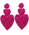 Double Heart Beaded Statement Earrings