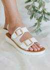 "Back To You" White Double Strap Platform Sandals