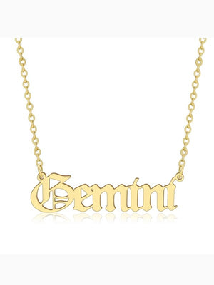 Zodiac "Old English" Plated Necklace