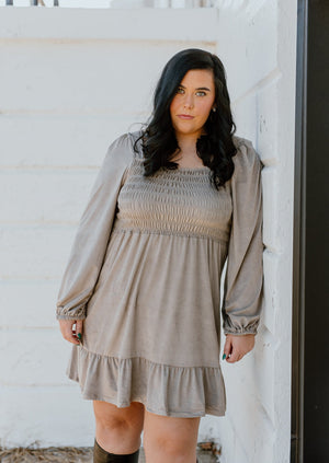 "Been Expecting You" Suede Dress - XL+