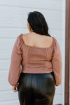 "She’s A Keeper" Brown Cinch Mocked Top - XL+