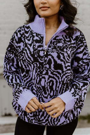 "About The Vibes" Pullover Sweater Top - Purple