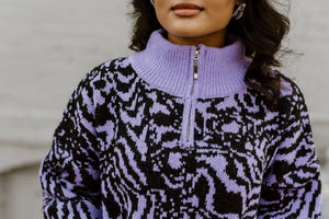 "About The Vibes" Pullover Sweater Top - Purple