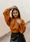 "My Plus One" Mock Neck Cropped Top - Rust