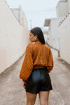 "My Plus One" Mock Neck Cropped Top - Rust