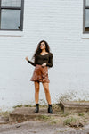 "Oh Snap" Leather Mini Skirt - Brown