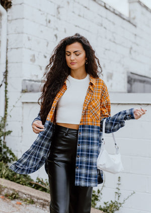 "Fireside Memories" 2-Tone Oversized Plaid Button Up