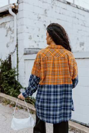 "Fireside Memories" 2-Tone Oversized Plaid Button Up