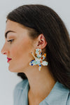 Acrylic Flower Drop Earrings - Natural