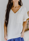 "Thinking Freely" Ivory V-Neck Top