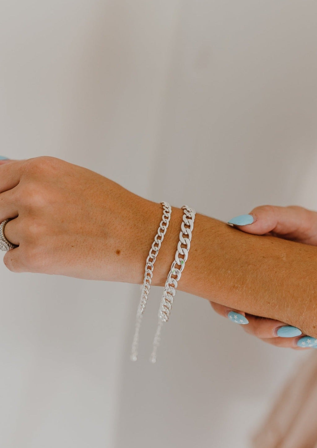2-Layer Chain Bracelet Set - Silver