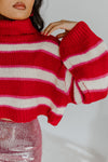 "Candy Cane" Cropped Turtleneck Sweater