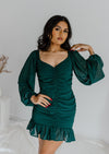 "So Charming" Rouched Dress - Dk. Green