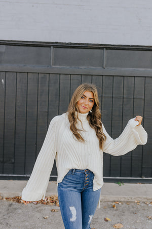 "Be True" Turtleneck Sweater - Cream