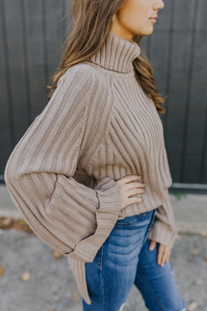 "Be True" Turtleneck Sweater - Mocha