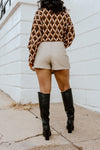 "Point Made" Leather Skort - Taupe