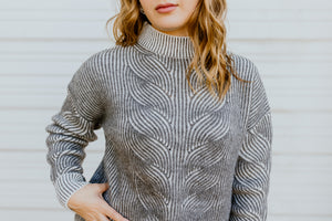 "A Crisp Fall" Grey Sweater Top