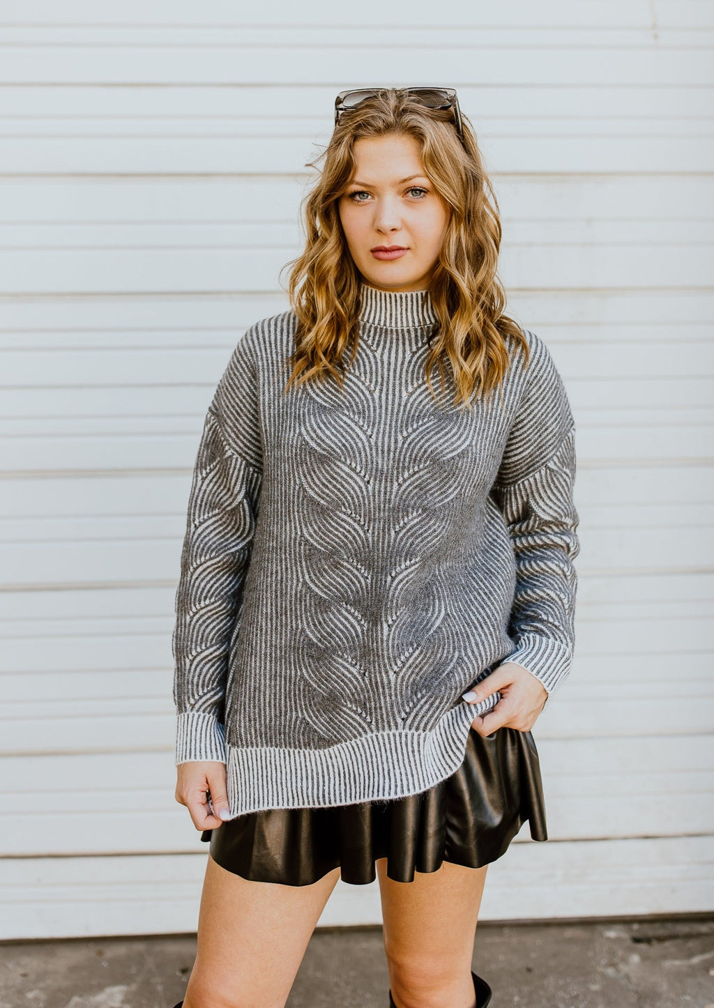 "A Crisp Fall" Grey Sweater Top