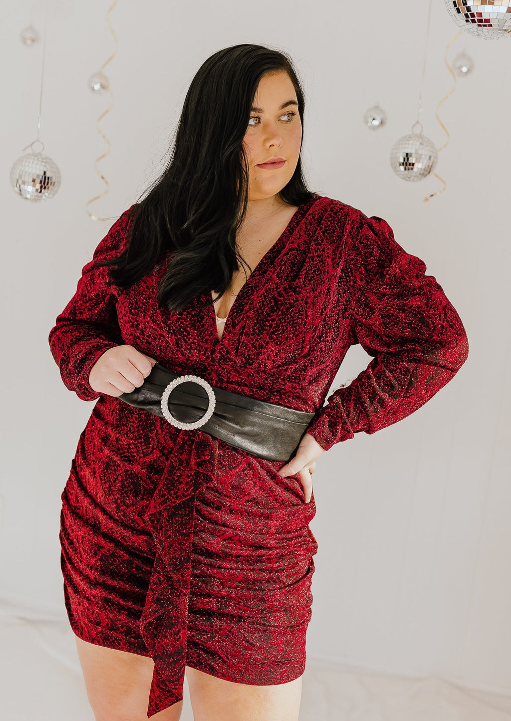 "Share Your Gift" Burgundy Shimmer Mini Dress - XL+