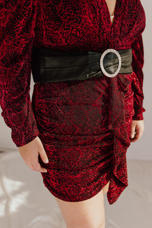 "Share Your Gift" Burgundy Shimmer Mini Dress - XL+