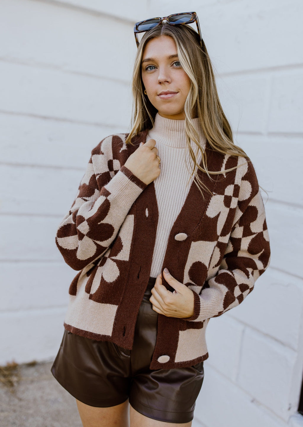 "No Rain No Flowers" Cardigan Top - Brown