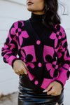 "No Rain No Flowers" Cardigan Top - Hot Pink