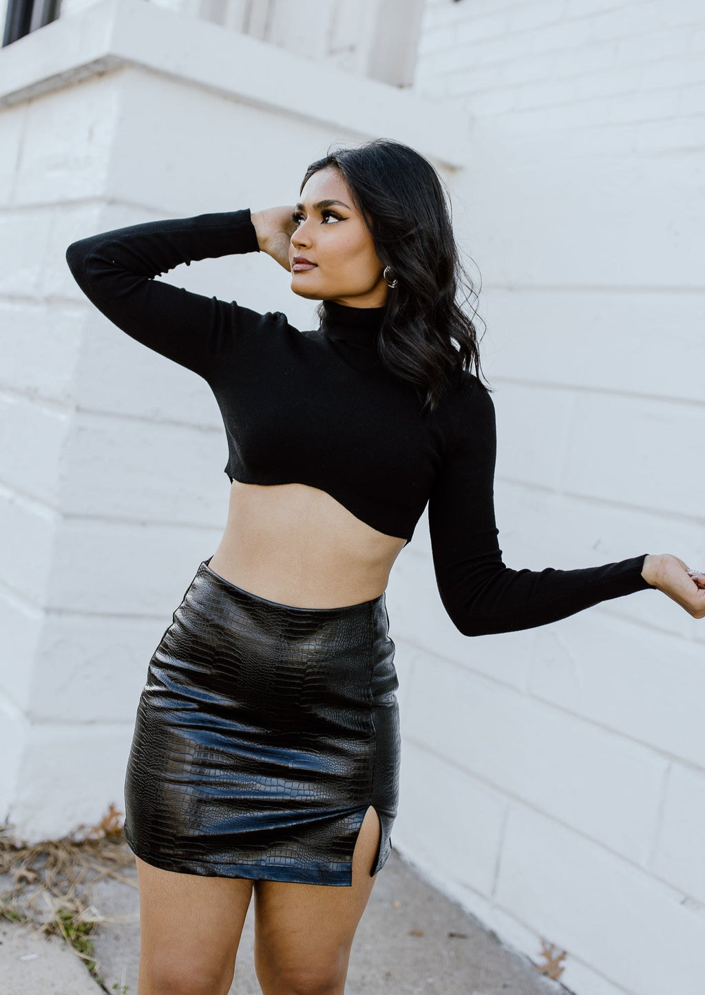 "A Little Tease" Faux Leather Skirt - Black