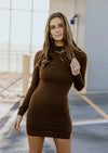 "A Different Way" Fitted Sweater Dress - Brown