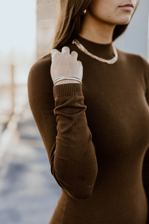 "A Different Way" Fitted Sweater Dress - Brown
