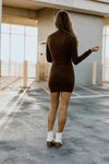 "A Different Way" Fitted Sweater Dress - Brown