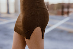 "A Different Way" Fitted Sweater Dress - Brown
