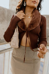 "A Little Spice" Tie Front Sweater - Brown