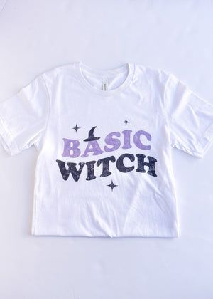 "Basic Witch" White Graphic Tee