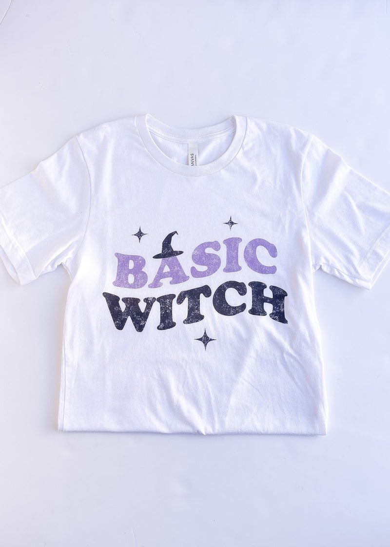 "Basic Witch" White Graphic Tee
