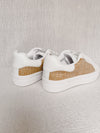 "Go The Distance" White Raffia Platform Sneakers