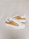 "Go The Distance" White Raffia Platform Sneakers