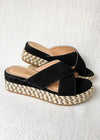 "Walk The Walk" Diagonal Platform Sandals - Black