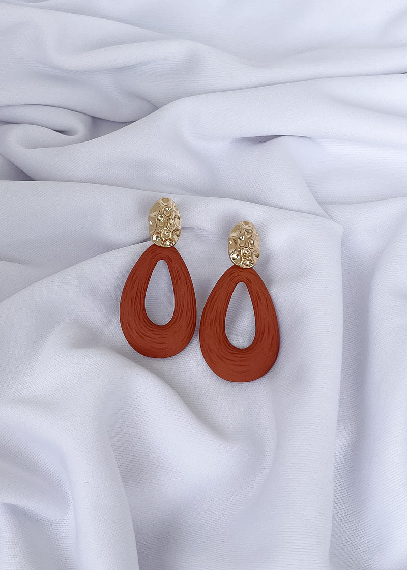 Textured Drop Hoop Earrings