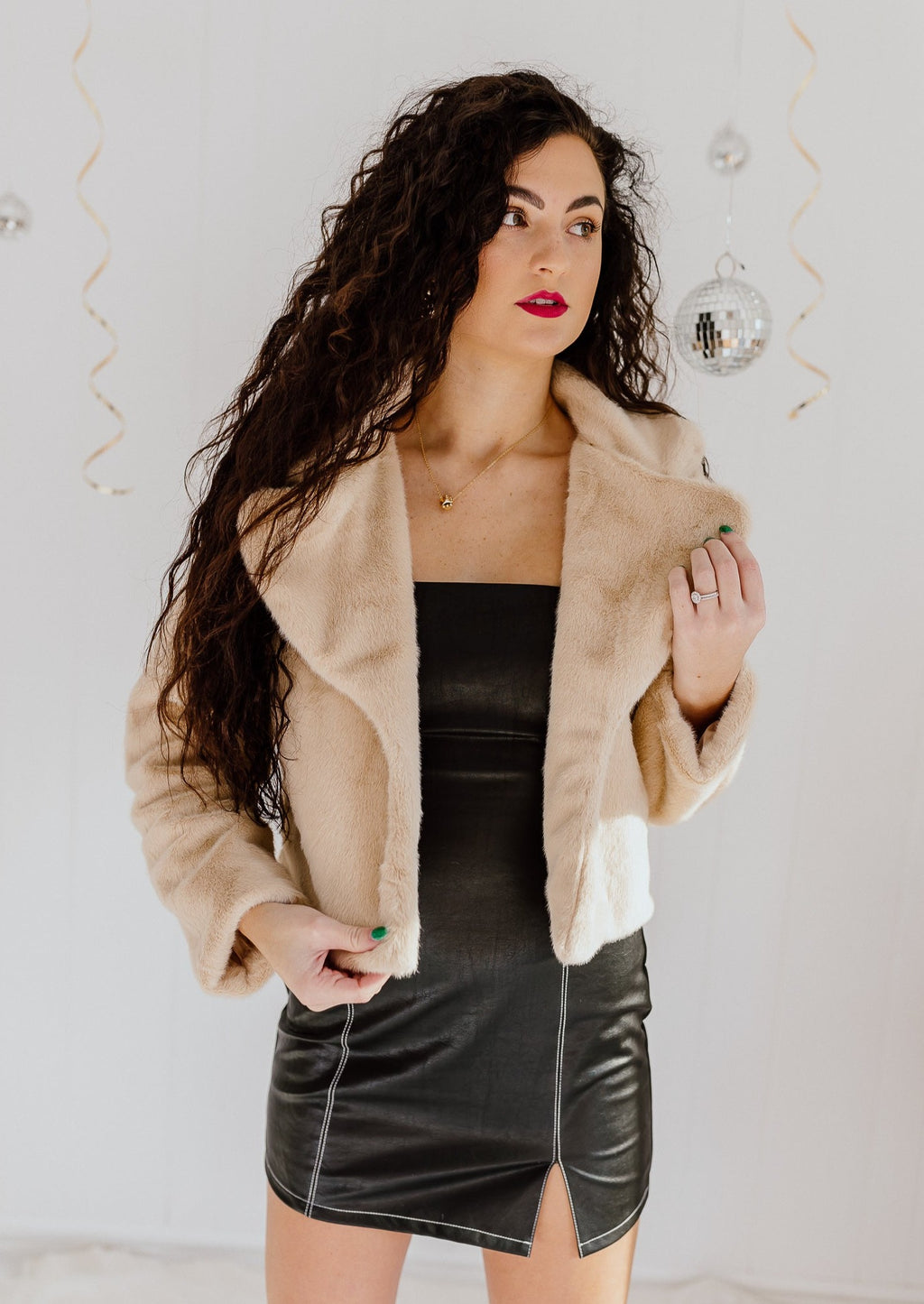 "To The Moon & Back" Faux Fur Jacket - Taupe