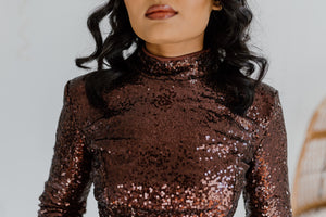 "Hot Cocoa" Sequin Cutout Mini Dress