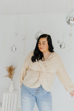 "Amaze & Astonish" Sequin Wrap Sweater - XL+