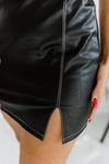 "Boldness My Friend" Faux Leather Mini Dress - Black
